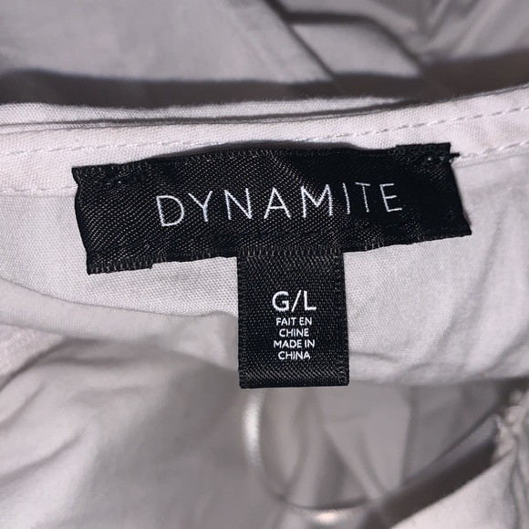 Dynamite Cropped White Sleeve Poplin Blouse - Picture 5 of 7